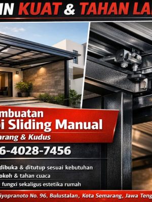 DESAIN KUAT & TAHAN LAMA! 0856-4028-7456 Jasa Pembuatan Kanopi Sliding Manual di Semarang Kudus