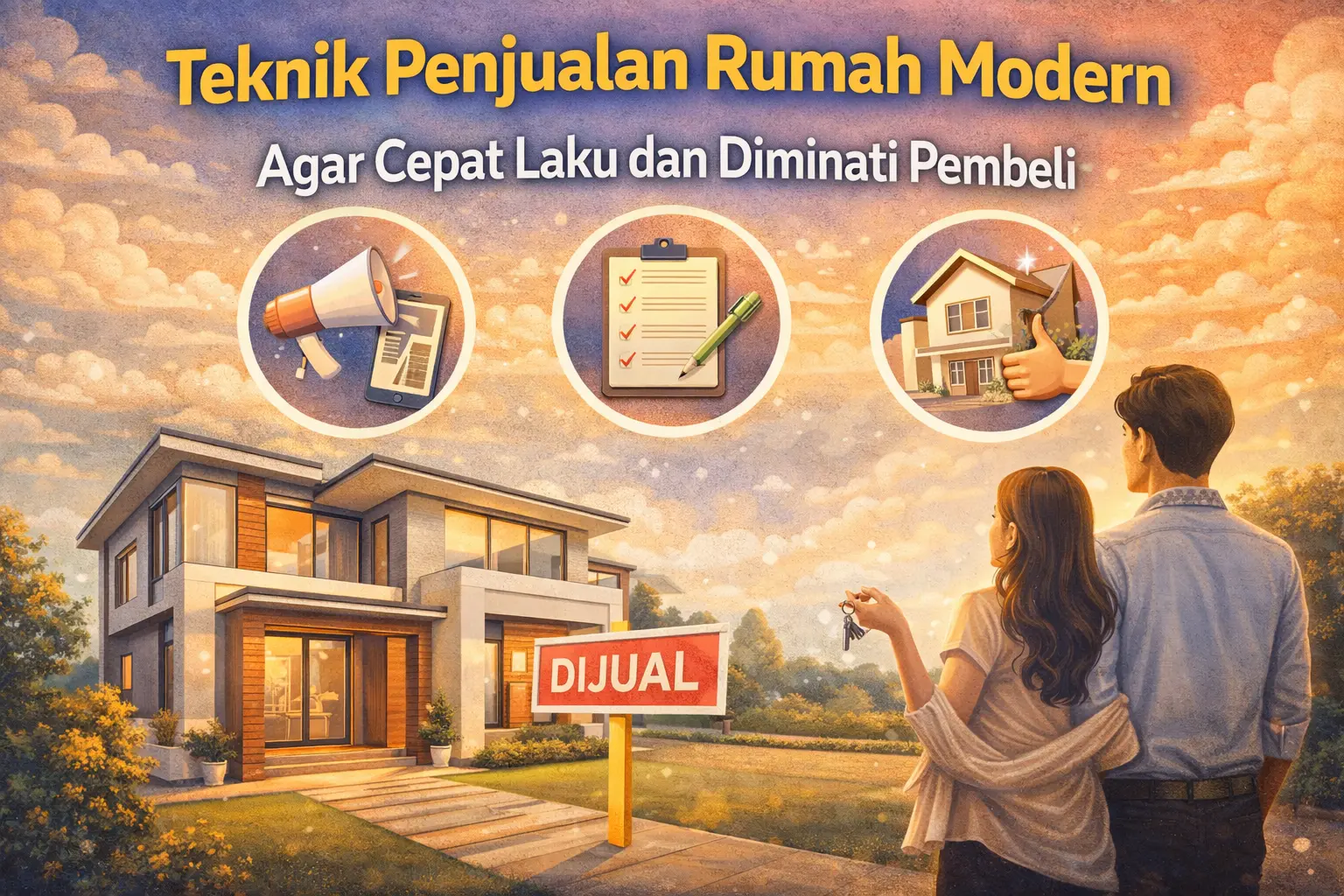 Modern home sales tips and icons