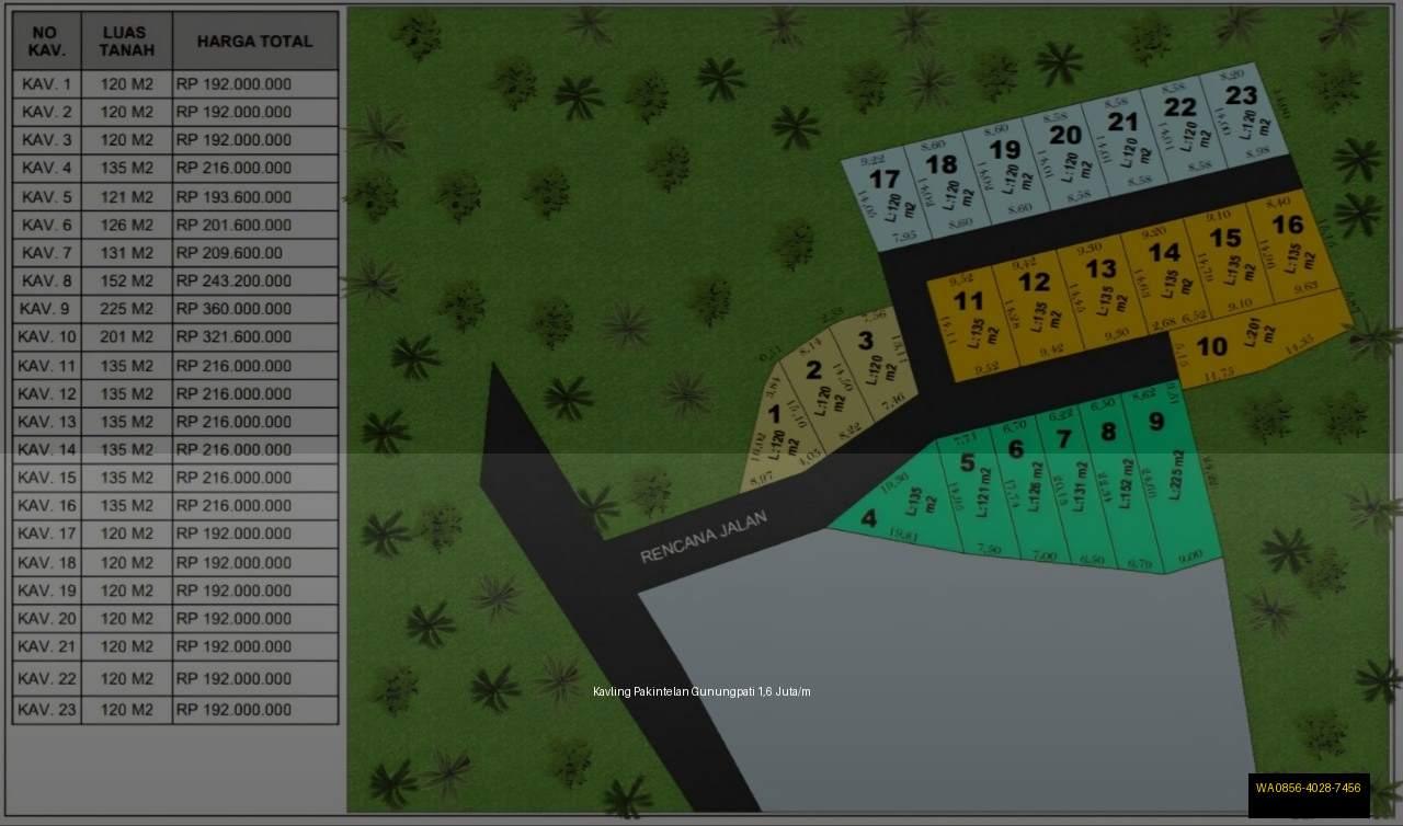 Siteplan Kavling Pakintelan Gunungpati Semarang: 23 petak kavling siap bangun, ukuran 120-225 m2, harga 1,6 juta per meter nego, sertifikat Hak Milik ready